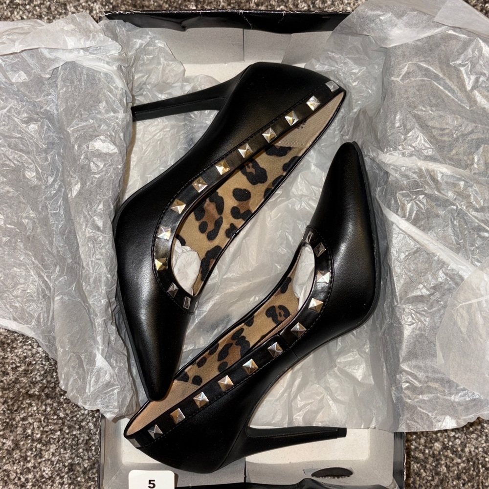 Black Studded Women's Heels